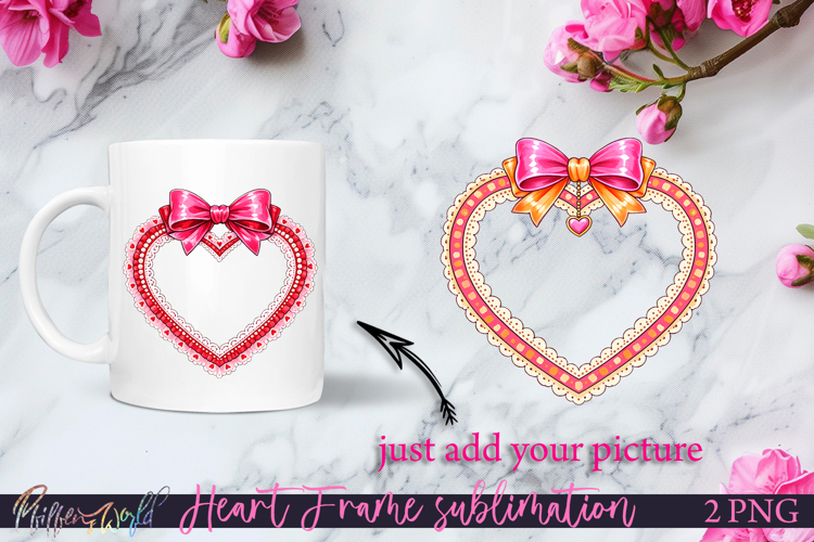 Heart Frame Sublimations | Add Your Photo Design | Pink