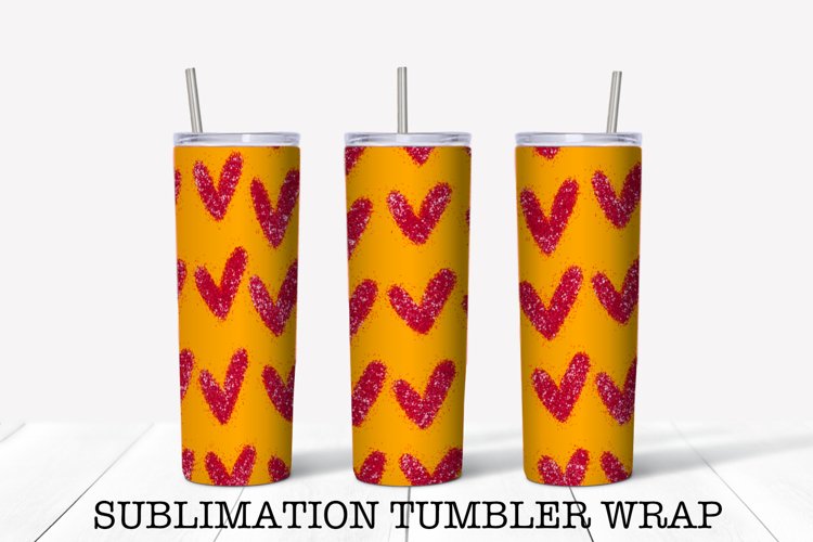 Glitter Heart 20 OZ Skinny Tumbler Design Sublimation example image 1