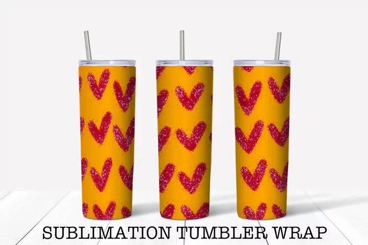 Glitter Heart 20 OZ Skinny Tumbler Design Sublimation