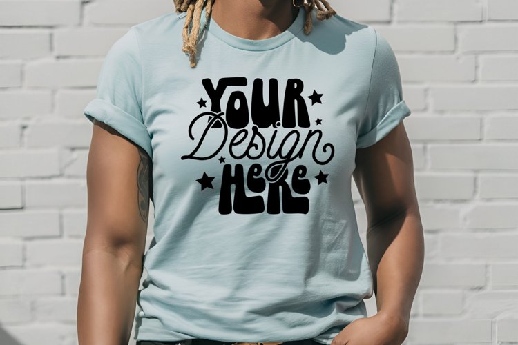 Heather Ice Blue Bella Canvas Shirt Mockup, 3001 Tshirt