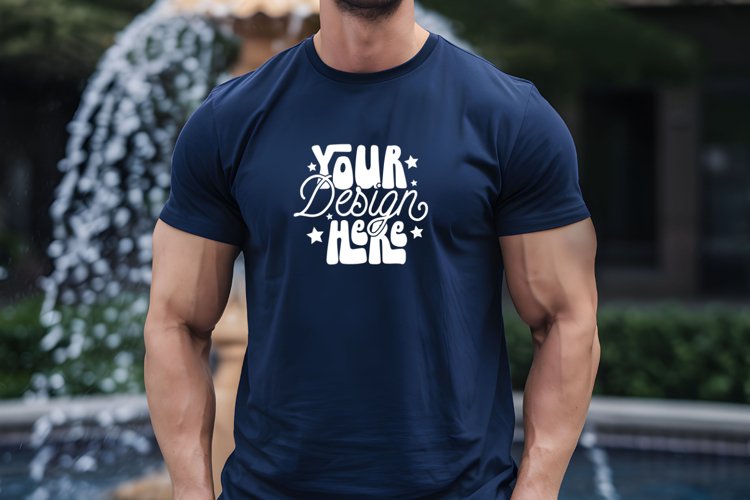 Heather Navy Bella Canvas 3001 Mockup, Mockup