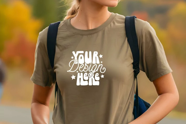Heather Olive Bella Canvas 3001 Mockup, Mockup