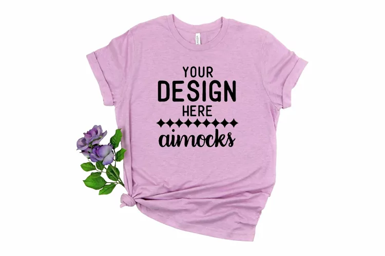 Heather Prism Lilac Mockup, 3001CVC Bella Canvas T-shirt