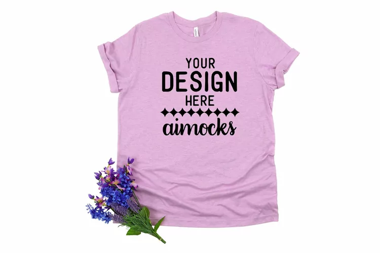 Heather Prism Lilac Bella Canvas Mockup, 3001CVC T-shirt