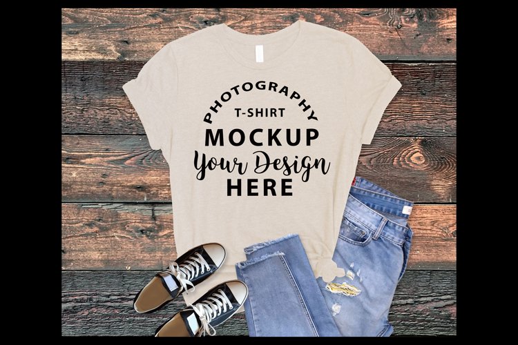 Bella Canvas 3001 t-shirt mock-up HEATHER DUST example image 1