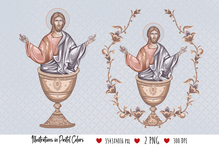 Heaven Liturgy. Illustration in Byzantine Style example image 1