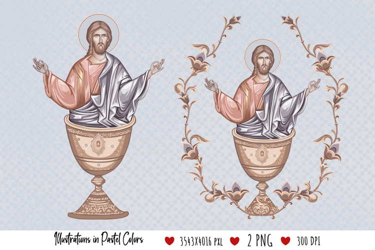 Heaven Liturgy. Illustration in Byzantine Style