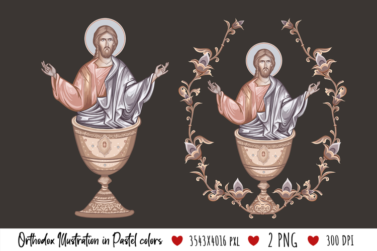 Heaven Liturgy. Illustration in Byzantine Style