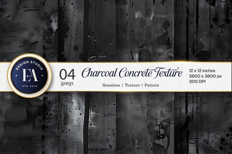 Heavy Charcoal Concrete Wall Digital Paper