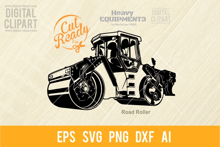 Road Roller - Heavy equipment SVG Vector Stencil Cut