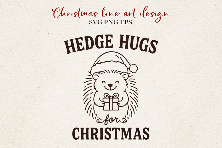Hedgehog Christmas Line Art | Holiday SVG PNG EPS