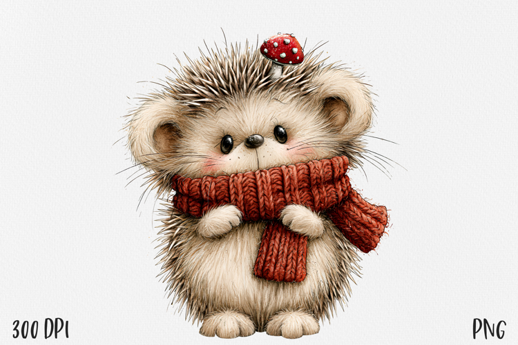 Autumn Hedgehog PNG, Cute Woodland Hedgehog Clipart