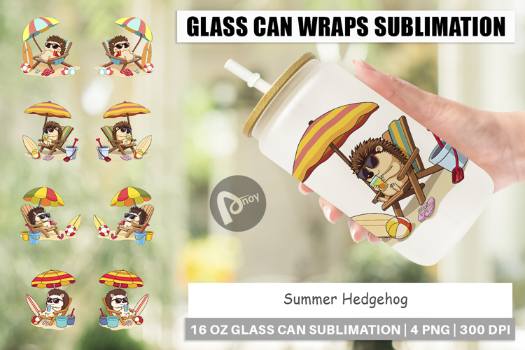 Glass Can Summer Hedgehog