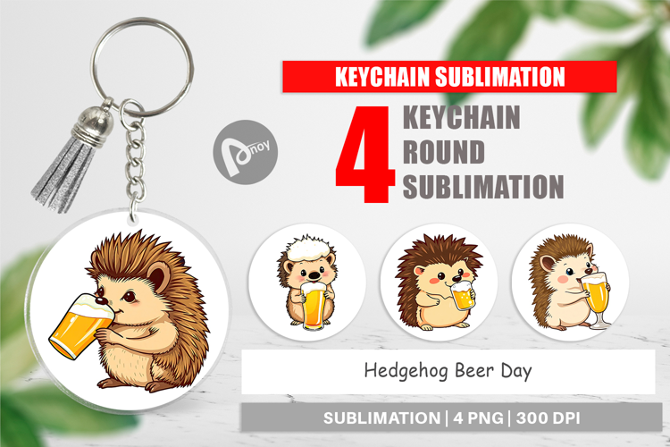 Keychain Hedgehog Beer Day