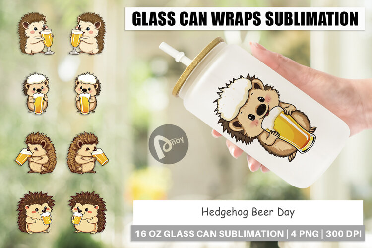 Glass Can Hedgehog Beer Day example image 1