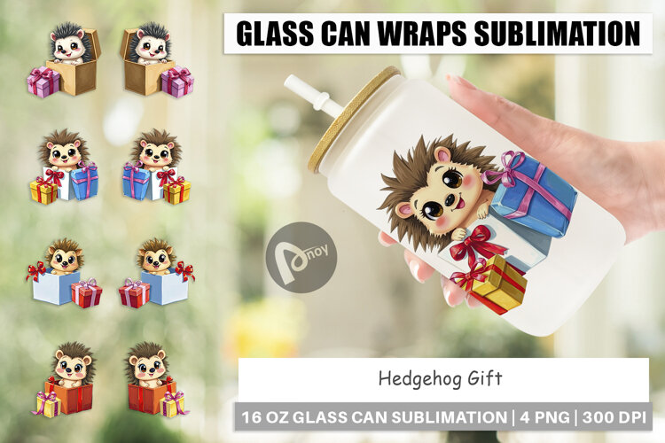 Glass Can Hedgehog Gift example image 1