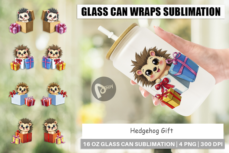 Glass Can Hedgehog Gift