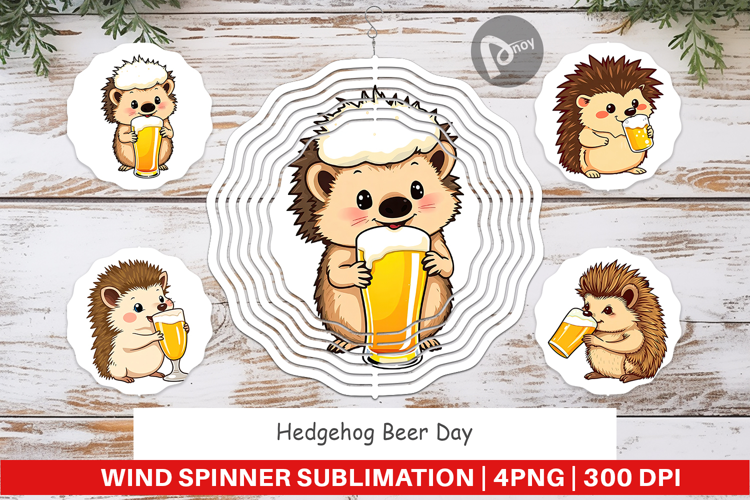 Wind Spinner Hedgehog Beer Day