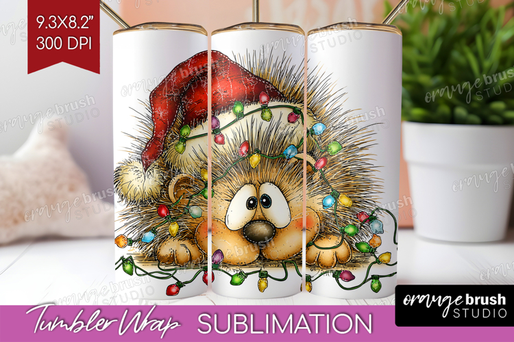 Hedgehog Tangled In Christmas Lights Tumbler Wrap Funny Xmas