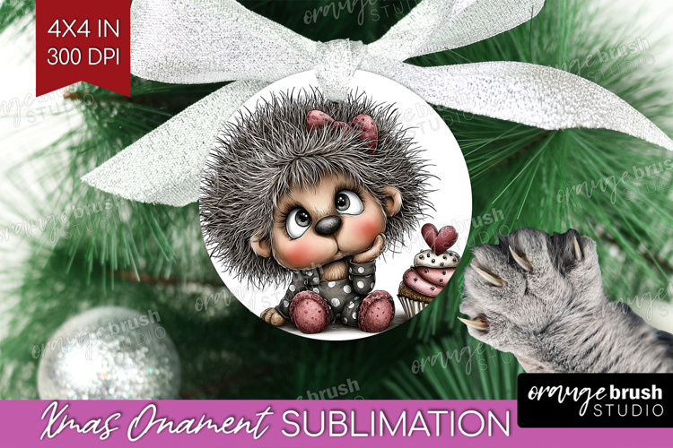 Hedgehog Valentine Ornament PNG Whimsical Animal PNG