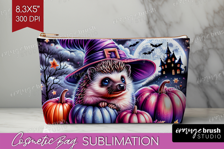 Hedgehog Halloween Cosmetic Bag Cute Animal Makeup Bag PNG