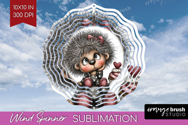 Hedgehog Valentine Wind Spinner Sublimation PNG Whimsical