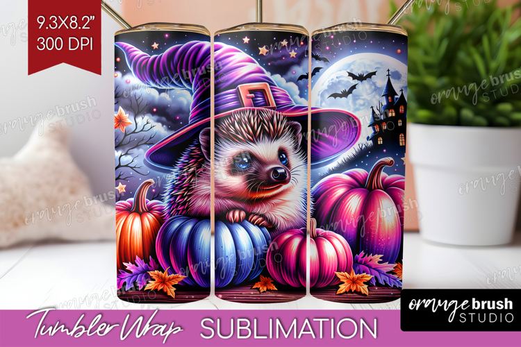 Hedgehog Halloween Tumbler Wrap Cute Animal Tumbler PNG