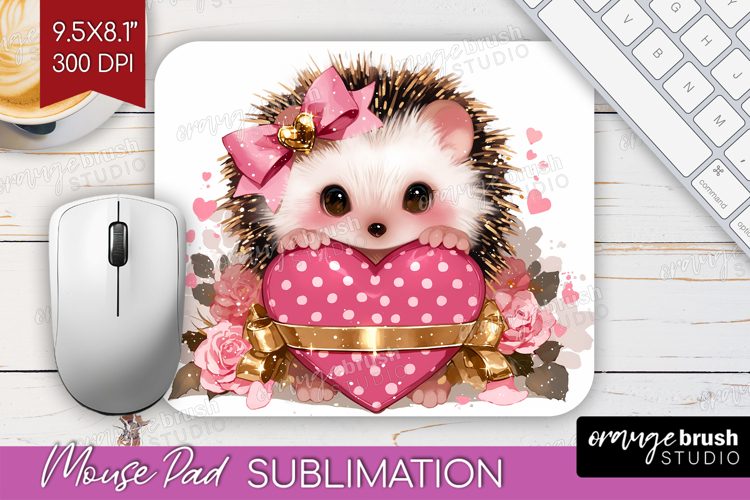 Hedgehog Valentine Mouse Pad Sublimation Cute Valentines Day