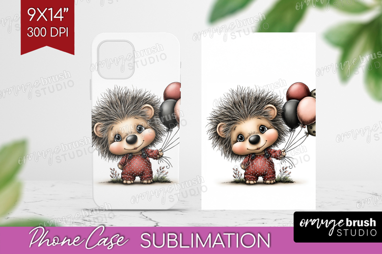 Hedgehog Valentine Phone Case PNG Whimsical Animal Case PNG