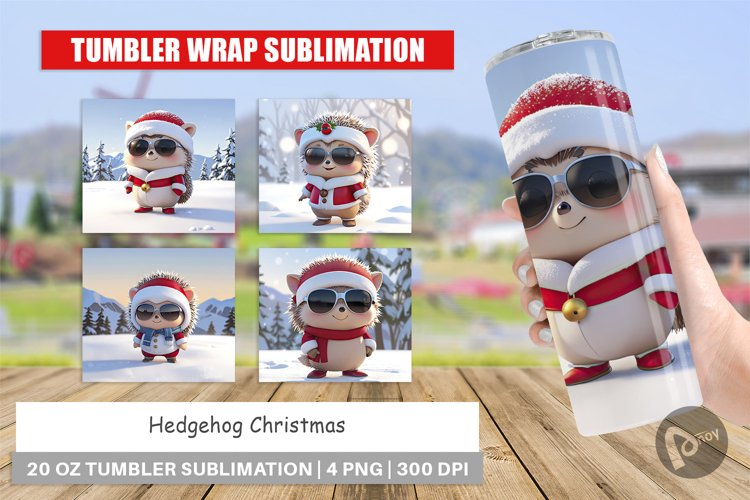 Tumbler Wrap Hedgehog Christmas