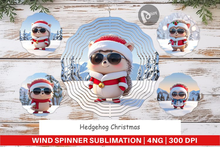 Wind Spinner Hedgehog Christmas