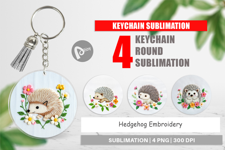 Keychain Hedgehog Embroidery