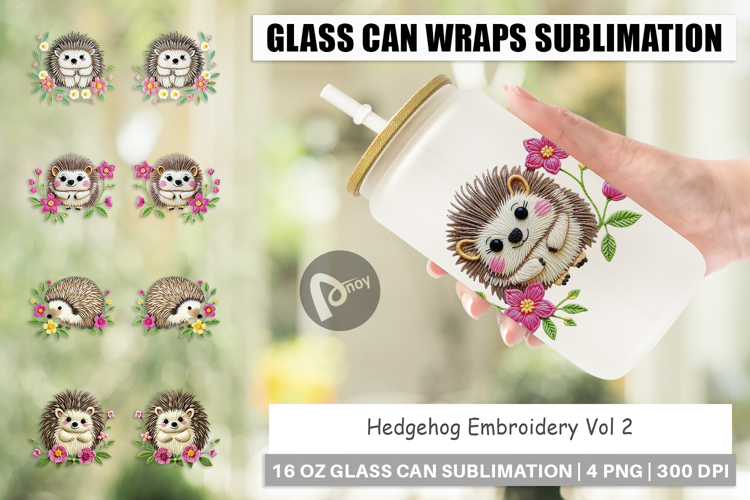 Glass Can Hedgehog Embroidery