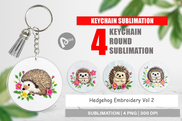 Keychain Hedgehog Embroidery