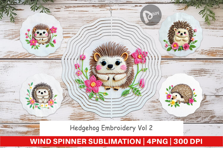 Wind Spinner Hedgehog Embroidery example image 1
