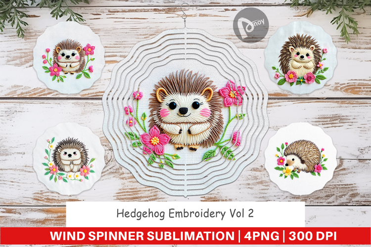 Wind Spinner Hedgehog Embroidery