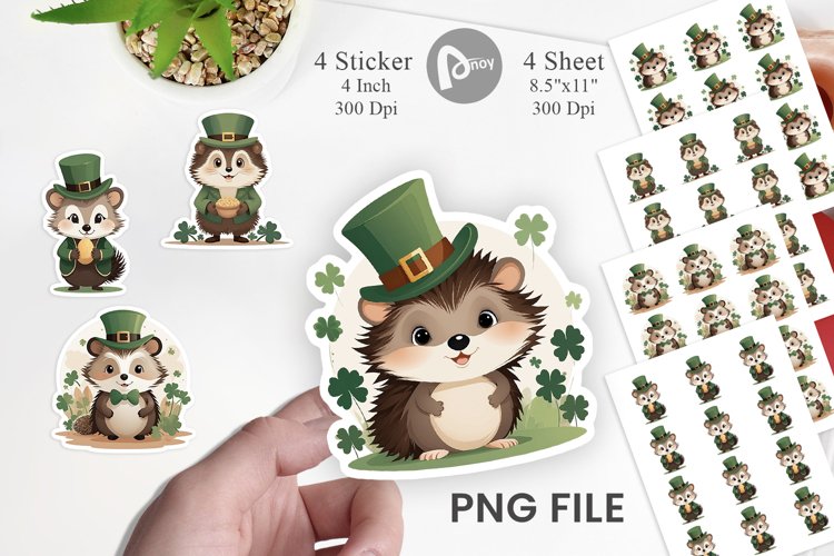 Hedgehog St. Patrick Sticker