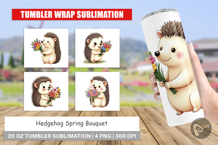 Tumbler Hedgehog Spring Bouquet