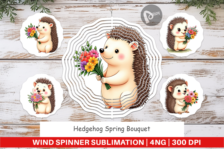 Wind Spinner Hedgehog Spring Bouquet