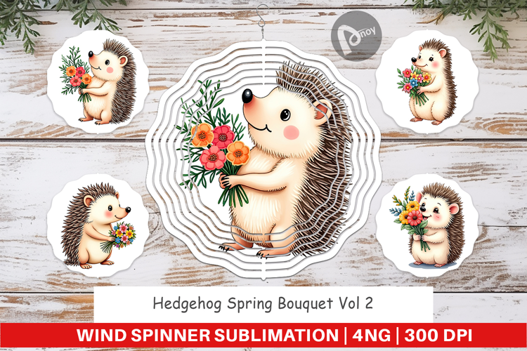 Wind Spinner Hedgehog Spring Bouquet