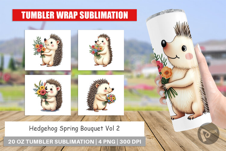Tumbler Hedgehog Spring Bouquet example image 1