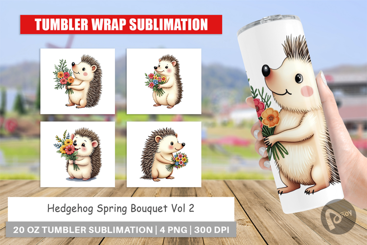 Tumbler Hedgehog Spring Bouquet
