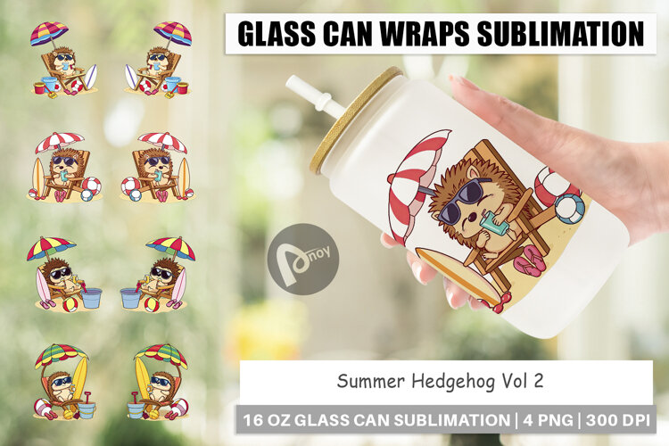 Glass Can Summer Hedgehog example image 1