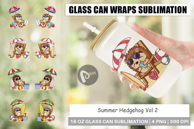 Glass Can Summer Hedgehog