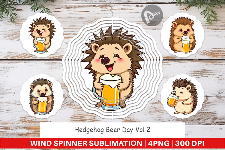 Wind Spinner Hedgehog Beer Day