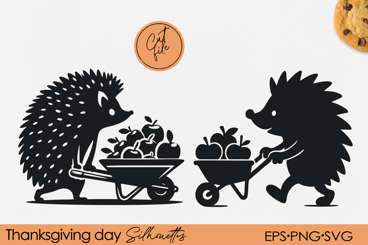 Thanksgiving Hedgehog Silhouette | Cute Cartoon PNG EPS SVG