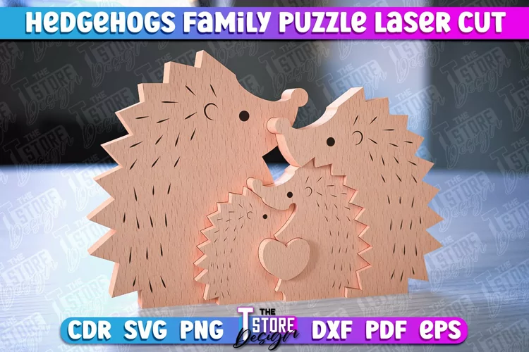 Hedgehogs Family Puzzle | Laser Cut Design | CNC File