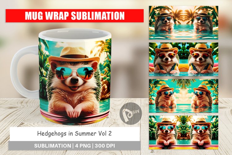 Mug Wrap Design Hedgehogs in Summer