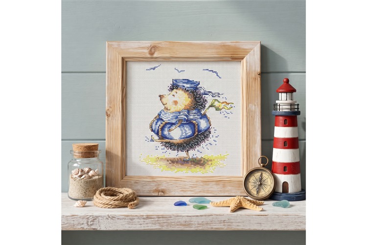 Hedgehog Beach Sea Vacation Cross Stitch Pattern PDF