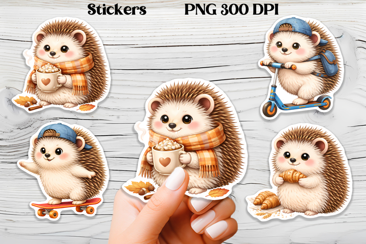 Cozy hedgehog stickers printable | Funny animal stickers PNG